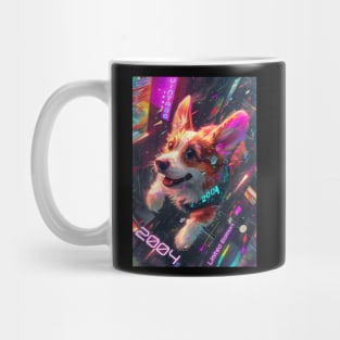 Vintage 2004 - Cyberpunk 20 Year Old Funny Corgi Dog 20th Birthday Mug